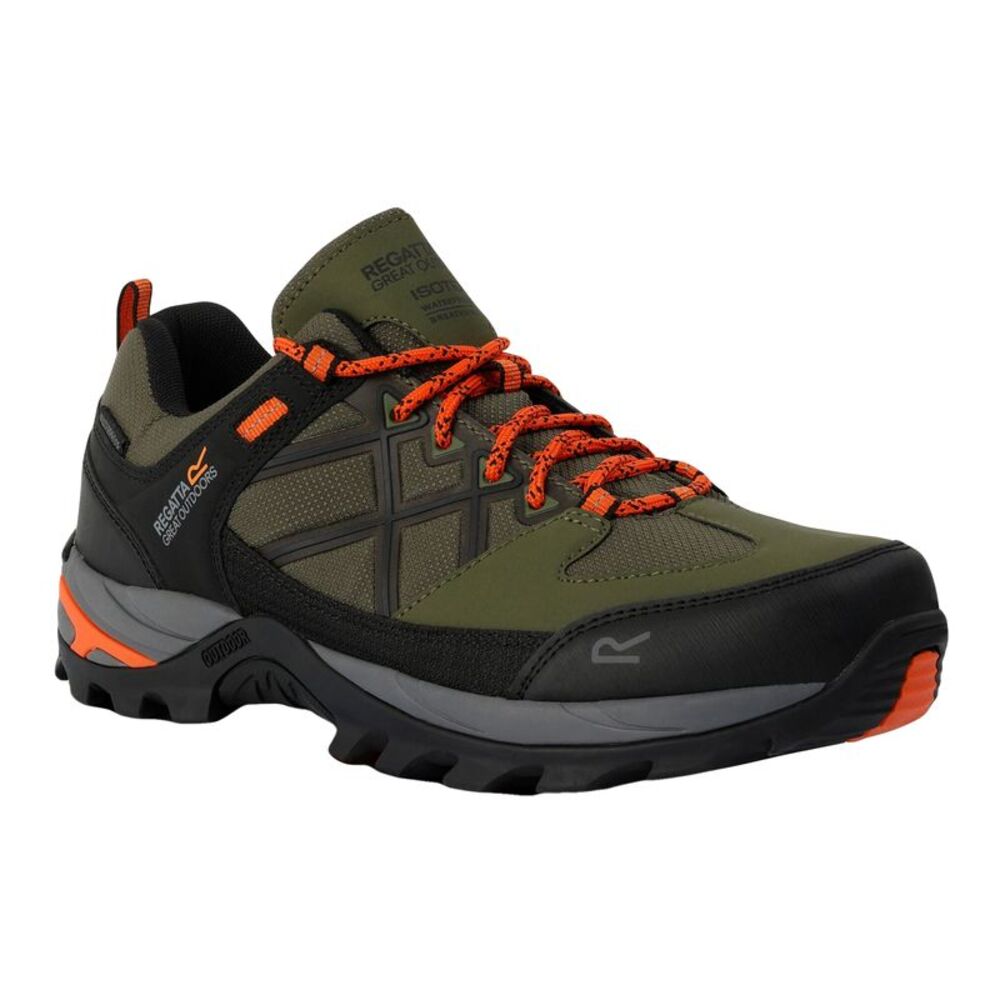 Regatta Mens Samaris III Low Walking Shoes / Cypress Green/Blaze Orange